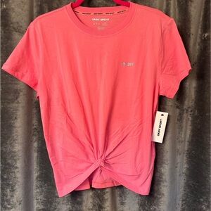 DKNY Sport Women's Knot-Front Metallic Logo T-Shirt